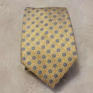 100% silk tie in gold and blue flowers By Countess Mara
